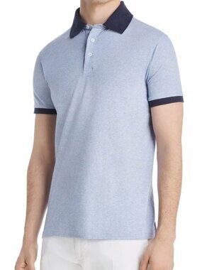 Dylan Gray Light Blue With Navy Contract Collar Short Sleeve Polo